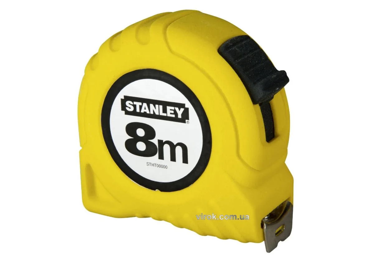 Рулетка: 8 м х 25 мм. пластмасовий корпус, STANLEY