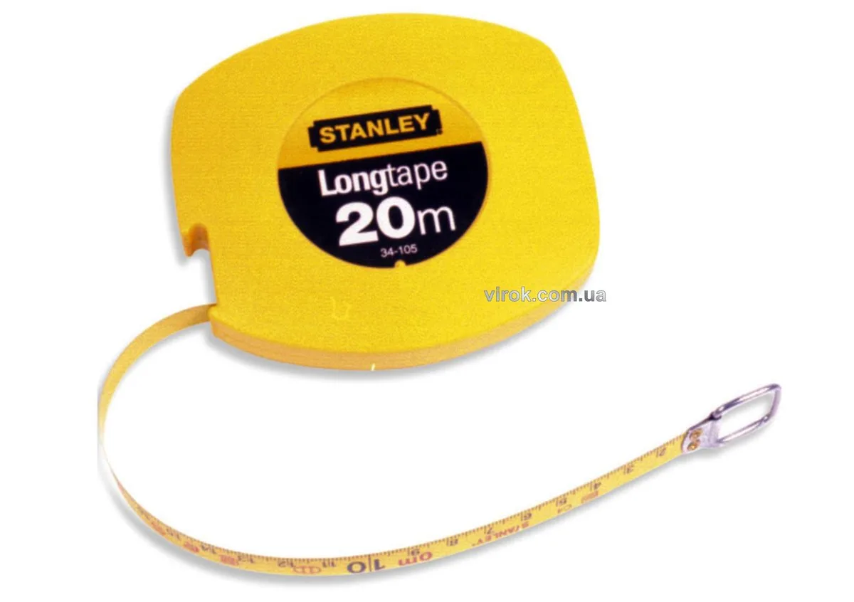 Рулетка вимірювальна "LongTape" l= 20 м, b= 9.5 мм. стальна, ударостійк.корпус, STANLEY