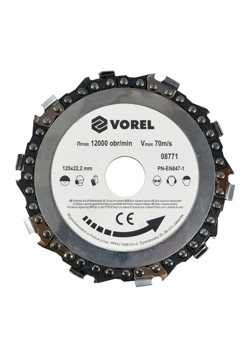 Диск ланцюговий по дереву для шліфмашини VOREL Ø= 125 мм