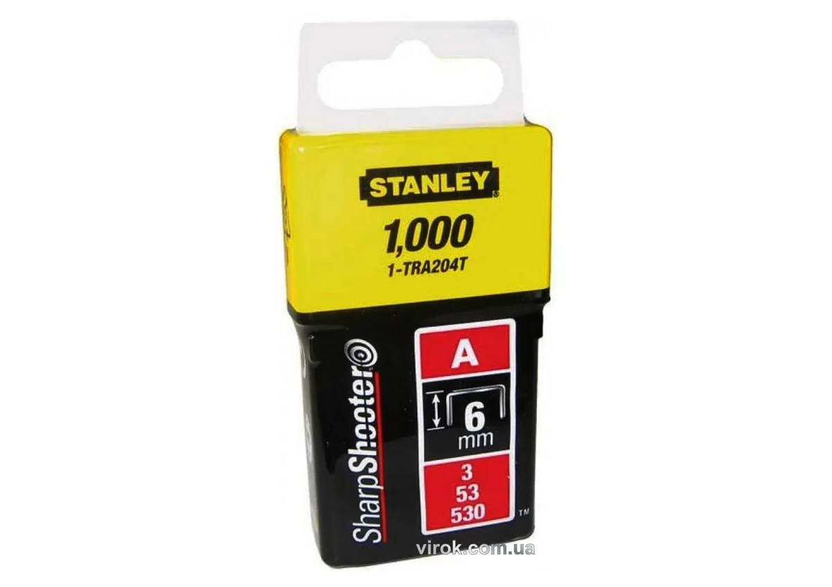 Скоба для степлера "Light Duty" тип "А", h= 6 мм, 1000 шт., STANLEY