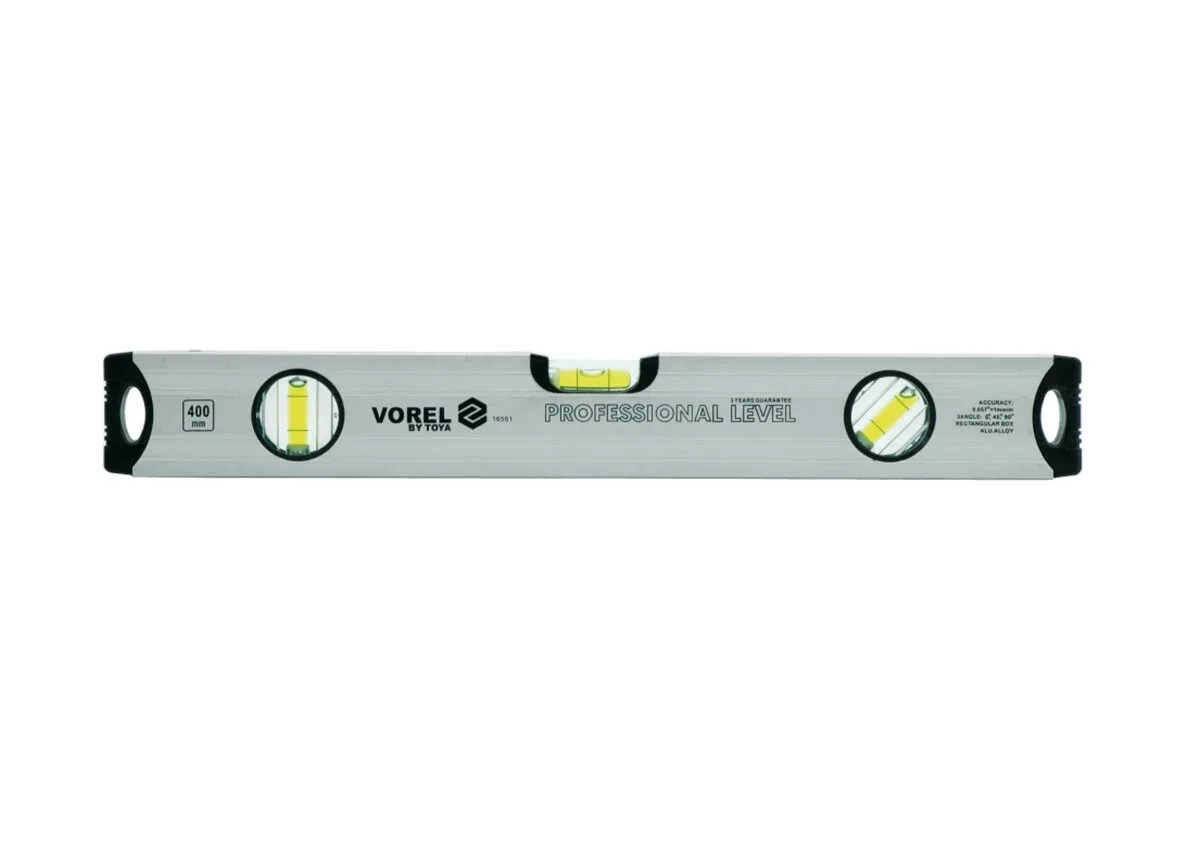 Рівень алюмінієвий VOREL: L= 120 см, 3 капсули