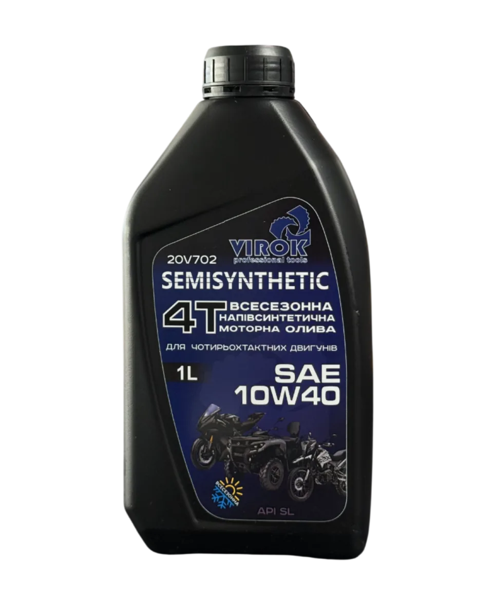 Олива моторна 10W-40 4T SAE SEMISYNTHETIC напівсинтетична (1 л), VIROK