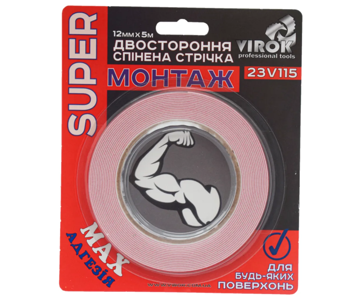 Стрічка 2-стороння спінена Moment Fix: 12 мм х 5 м, VIROK
