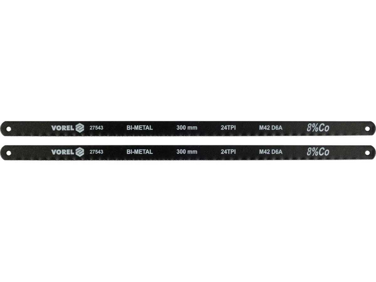 Полотно різальне по металу BI-мет M42+D6A+Co8%, 300×12,6×0,65 мм, 24 зуби/1", паков. 2 шт, VOREL
