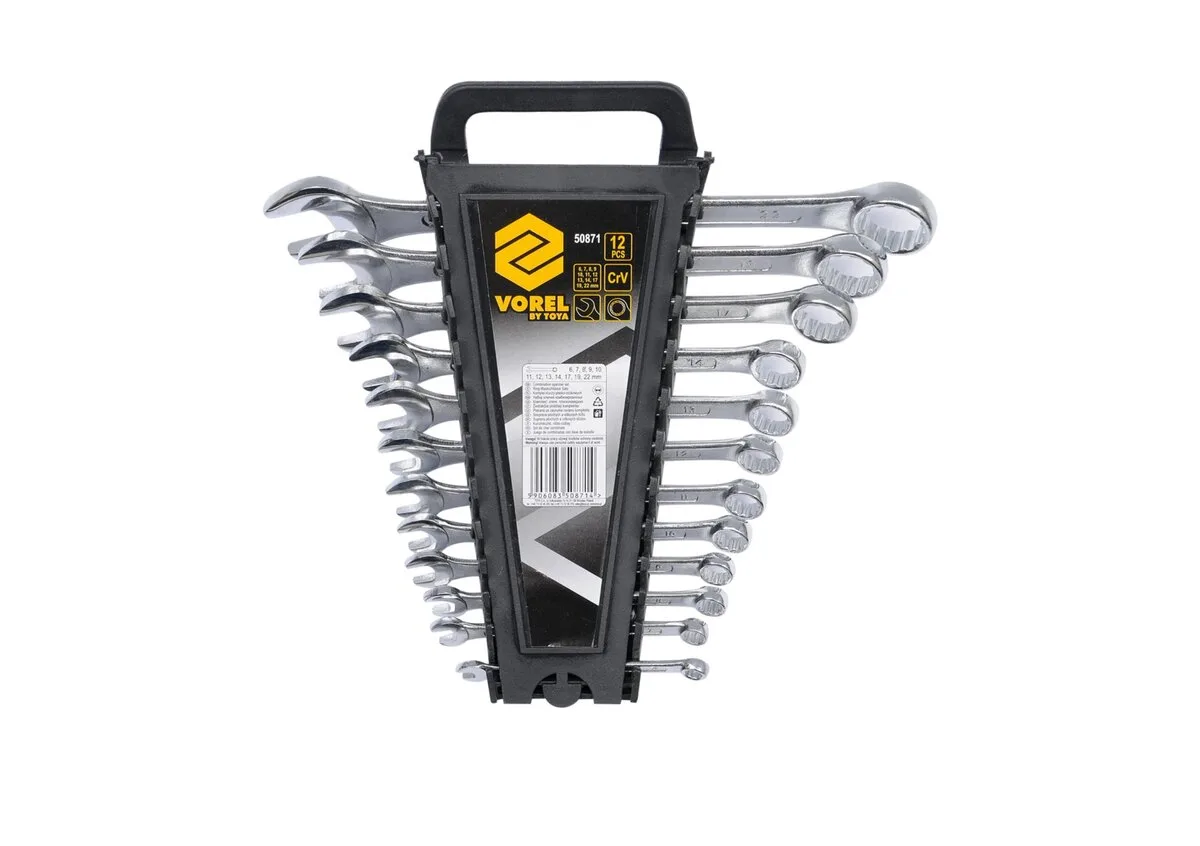 Ключі ріжково-накидні VOREL, М 6-22 мм, Набір 12 шт.