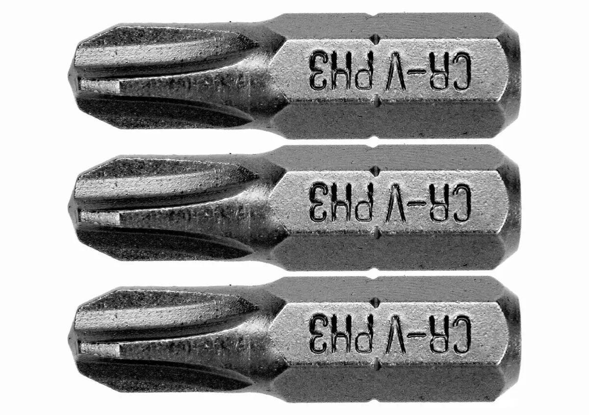 Насадка викруткова STHOR: Phillips PH3×25 мм, HEX 1/4", Cr-V, 3 шт