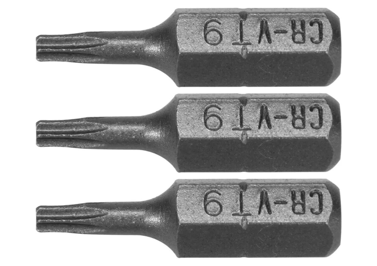 Насадка викруткова STHOR: TORX T9×25 мм, HEX 1/4", Cr-V, 3 шт