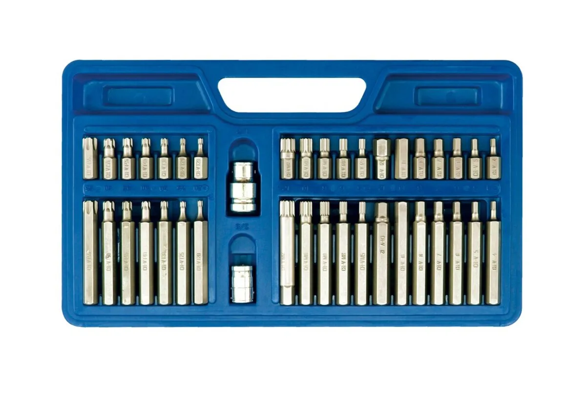 Насадки викруткові VOREL: квадрат 1/2",3/8", HEX TORX SPLINE. CrV [пластм Бокс]. Набір 40 шт.