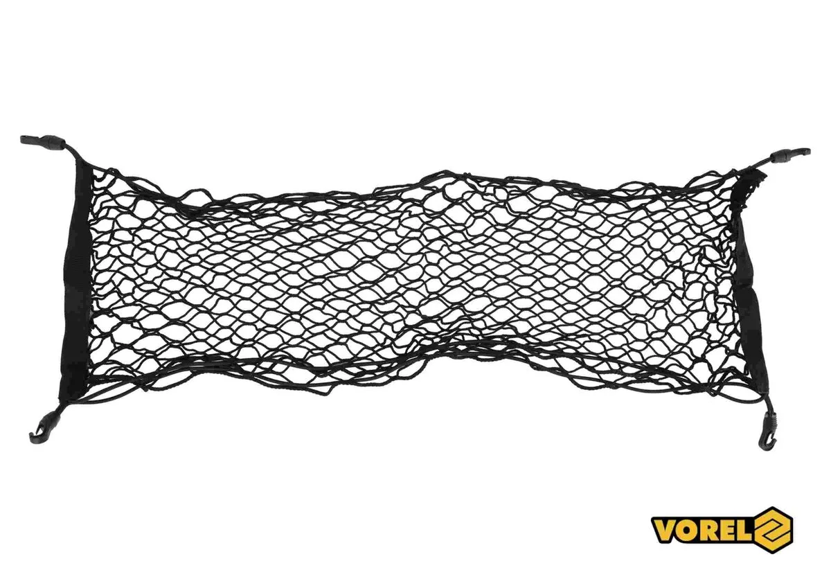 Сітка-органайзер до багажника авто VOREL з 4 гаками, поліпропілен, 90×30 см