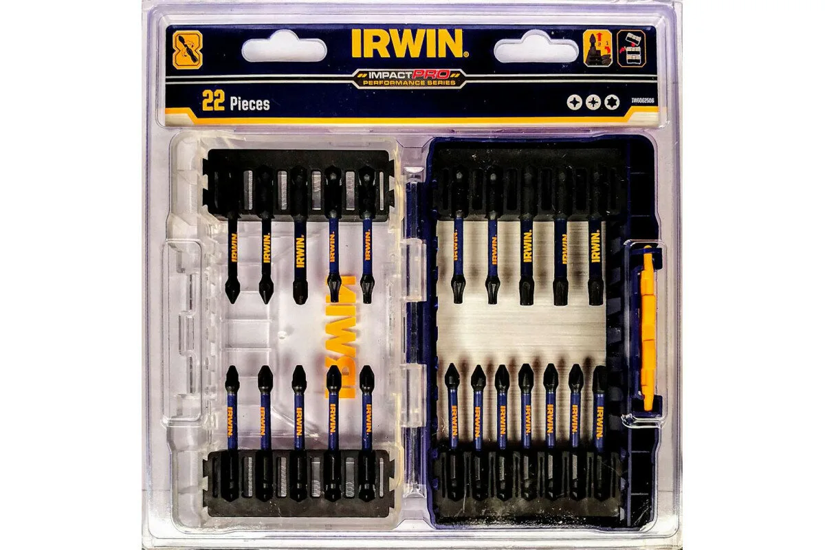 Набір біт IMPACT PRO 1/4" 57 мм PH1, PZ1, T 22 шт., IRWIN
