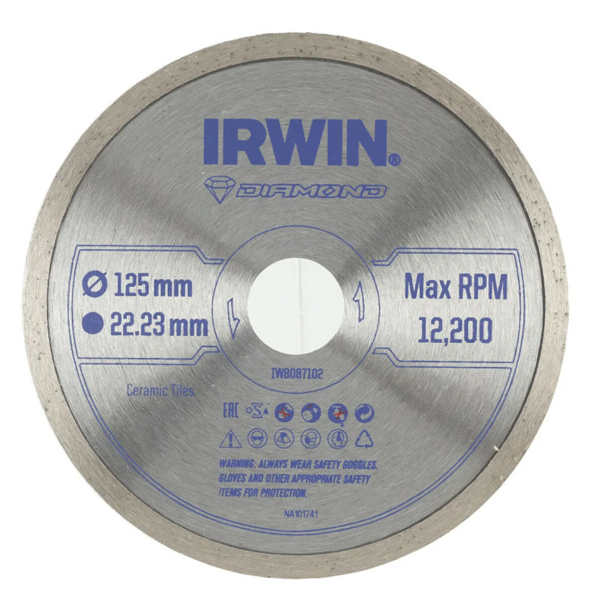 Диск відрізний алмазний по кераміці 125×22,2 мм, IRWIN