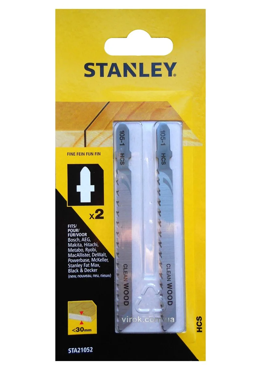 Набір полотен для електролобзика, 2 шт, хвост Т, STANLEY