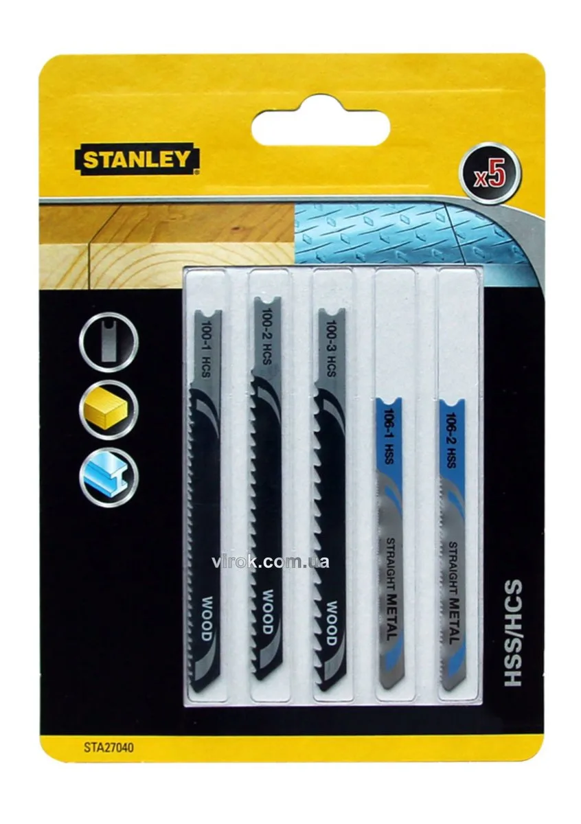 Набір полотен для електролобзика, 5 шт, хвост U, STANLEY