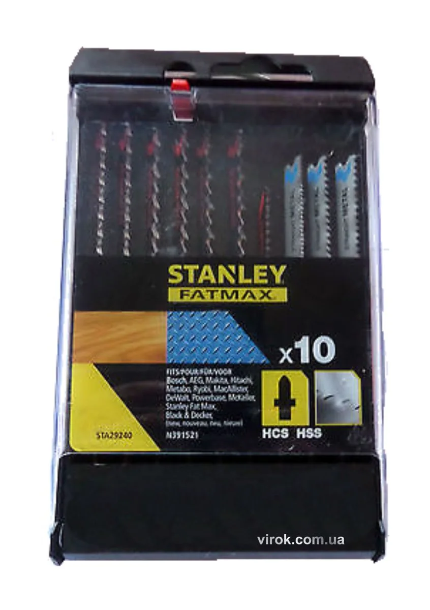 Набір полотен для електролобзика, 10 шт, хвост Т, STANLEY