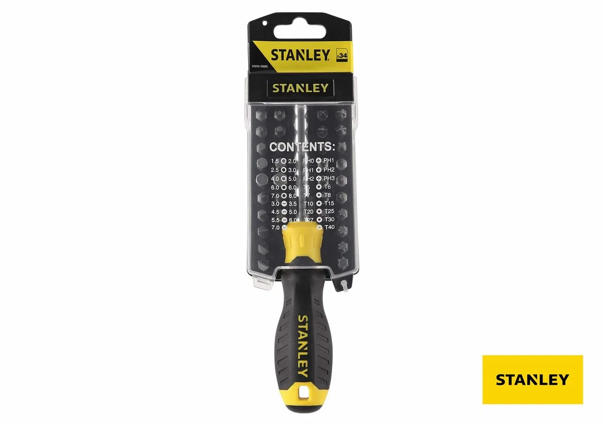 Викрутка тримач насадок HEX 1/4" з насадками: компл. 34 шт., STANLEY
