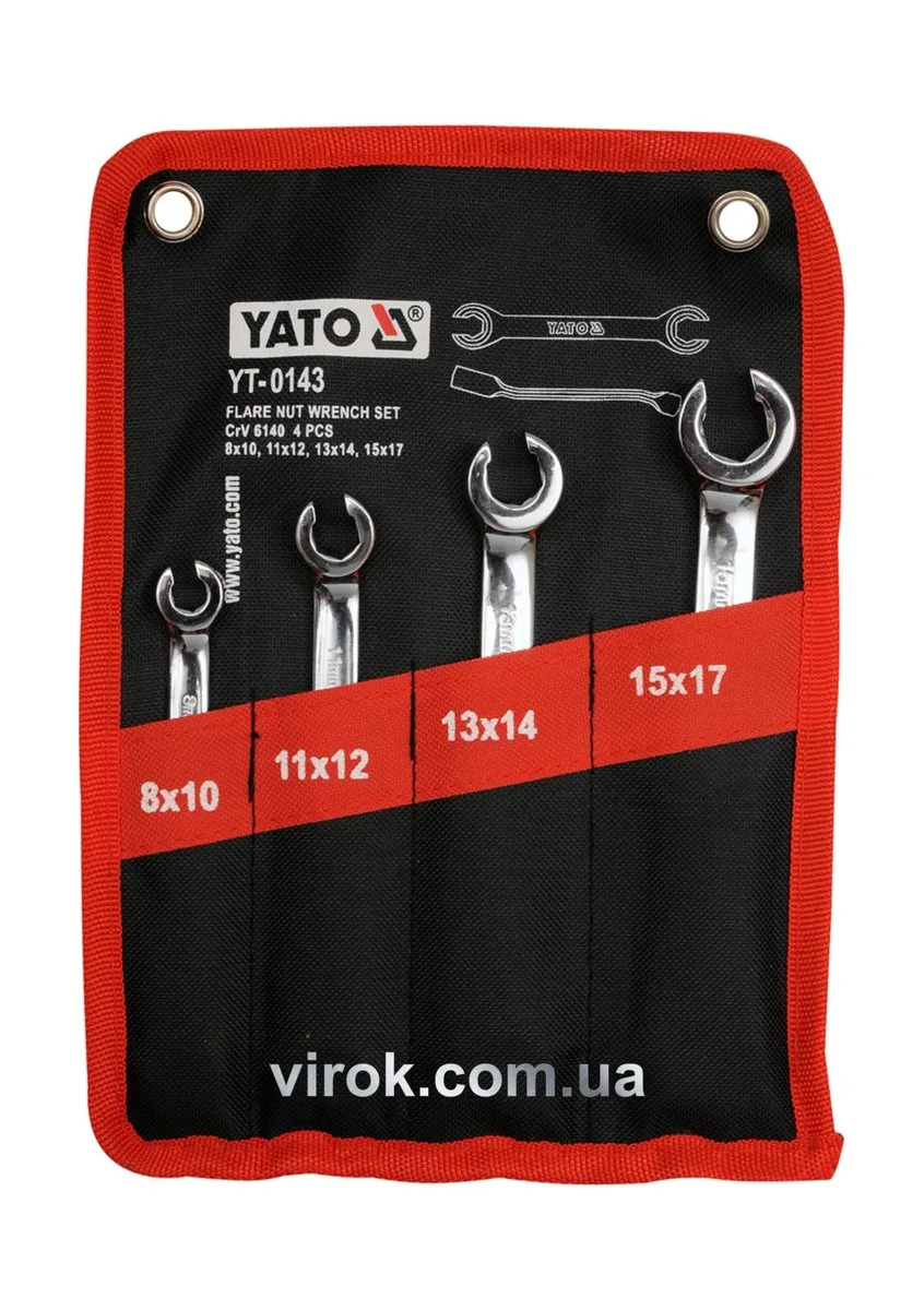 Ключі накидні: Відкриті, М= 8×10-15×17 мм, Набір 4 шт., YATO
