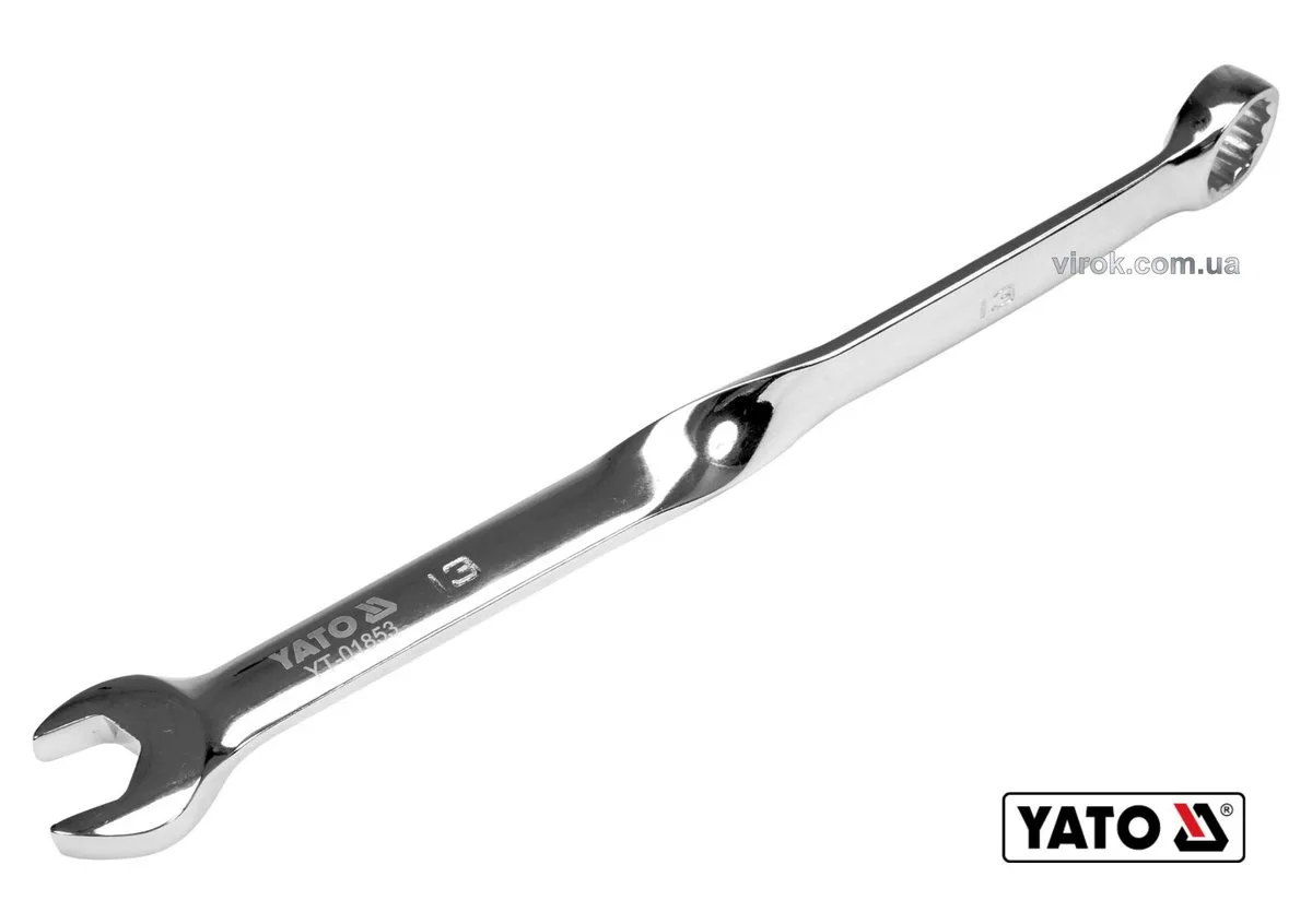Ключ ріжково-накидний: М= 13×204 мм, кручений 90° Cr-V, YATO