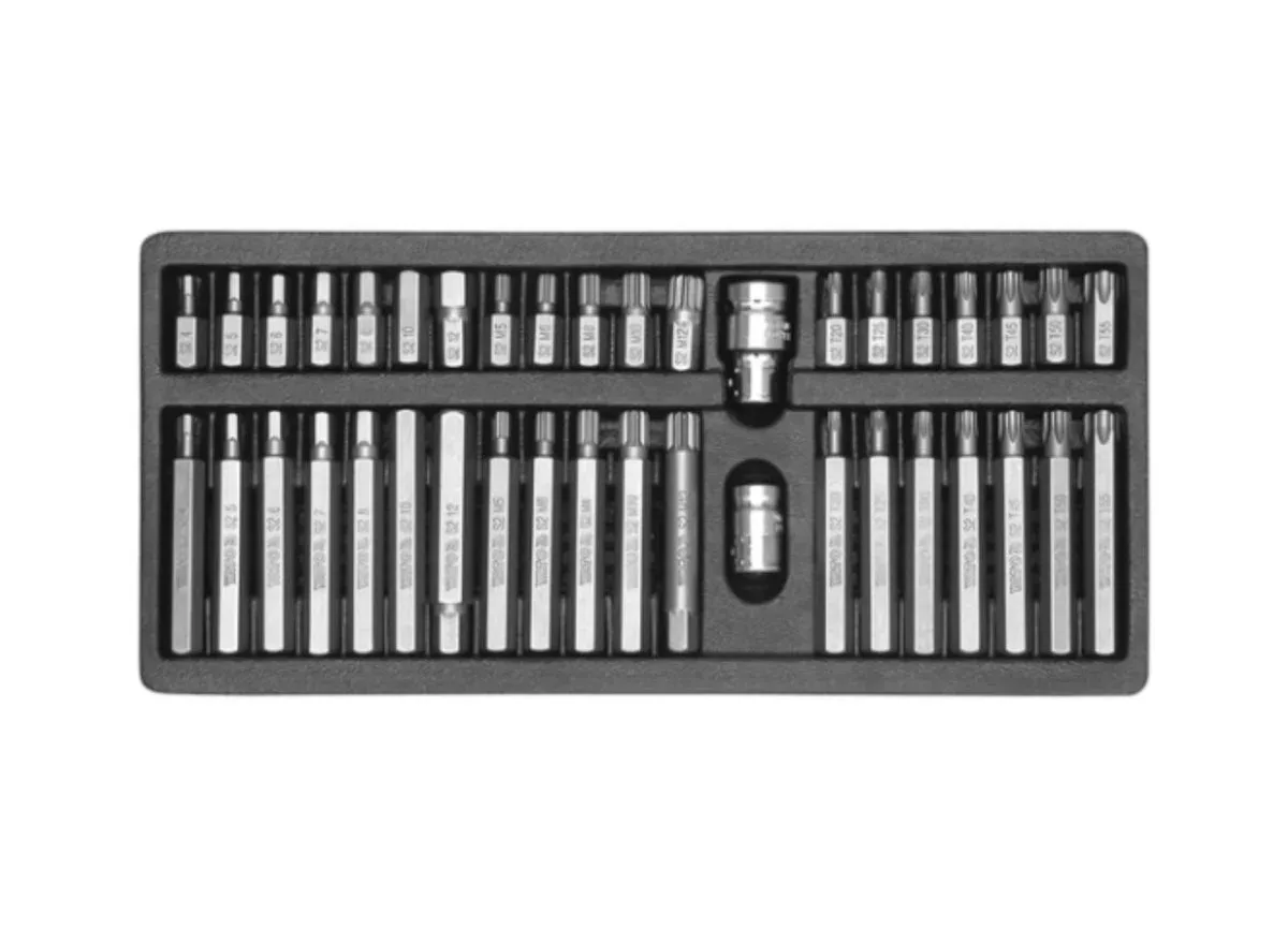 Набір насадок викруткових: адаптери 1/2",3/8", HEX SPLINE TORX CrV [мет. Кейс] 40 шт., YATO