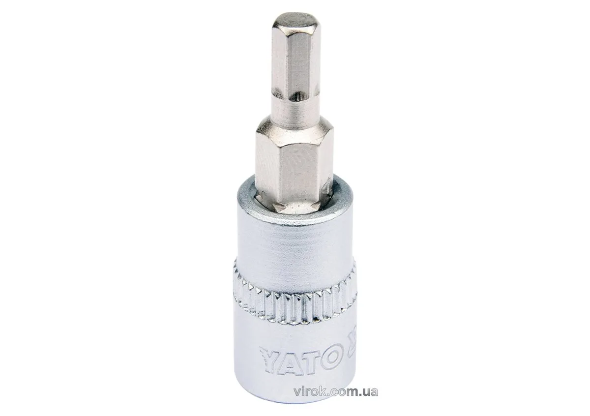 Головка торцева квадрат 1/4". HEX M4, L= 37 мм, YATO