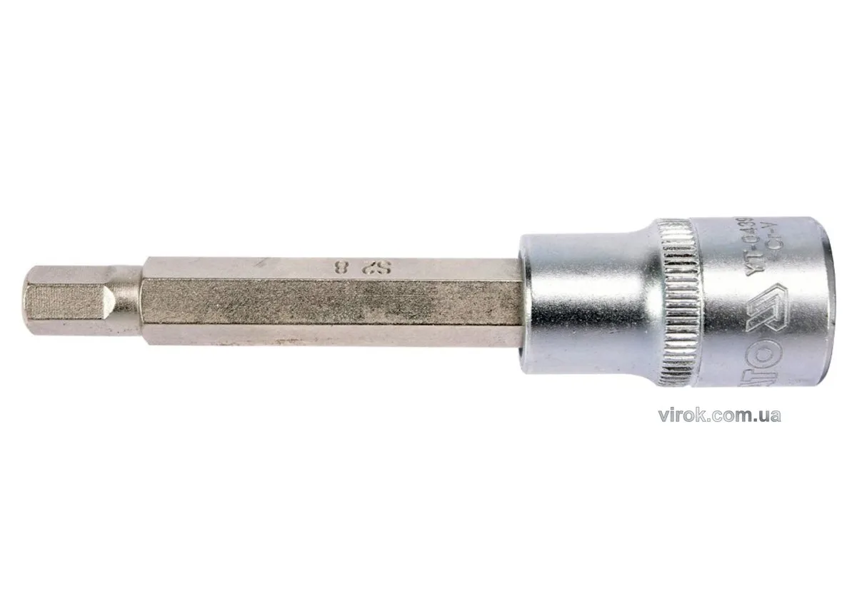 Головка торцева квадрат 1/2 HEX M8, L= 100 мм. подовжена, YATO