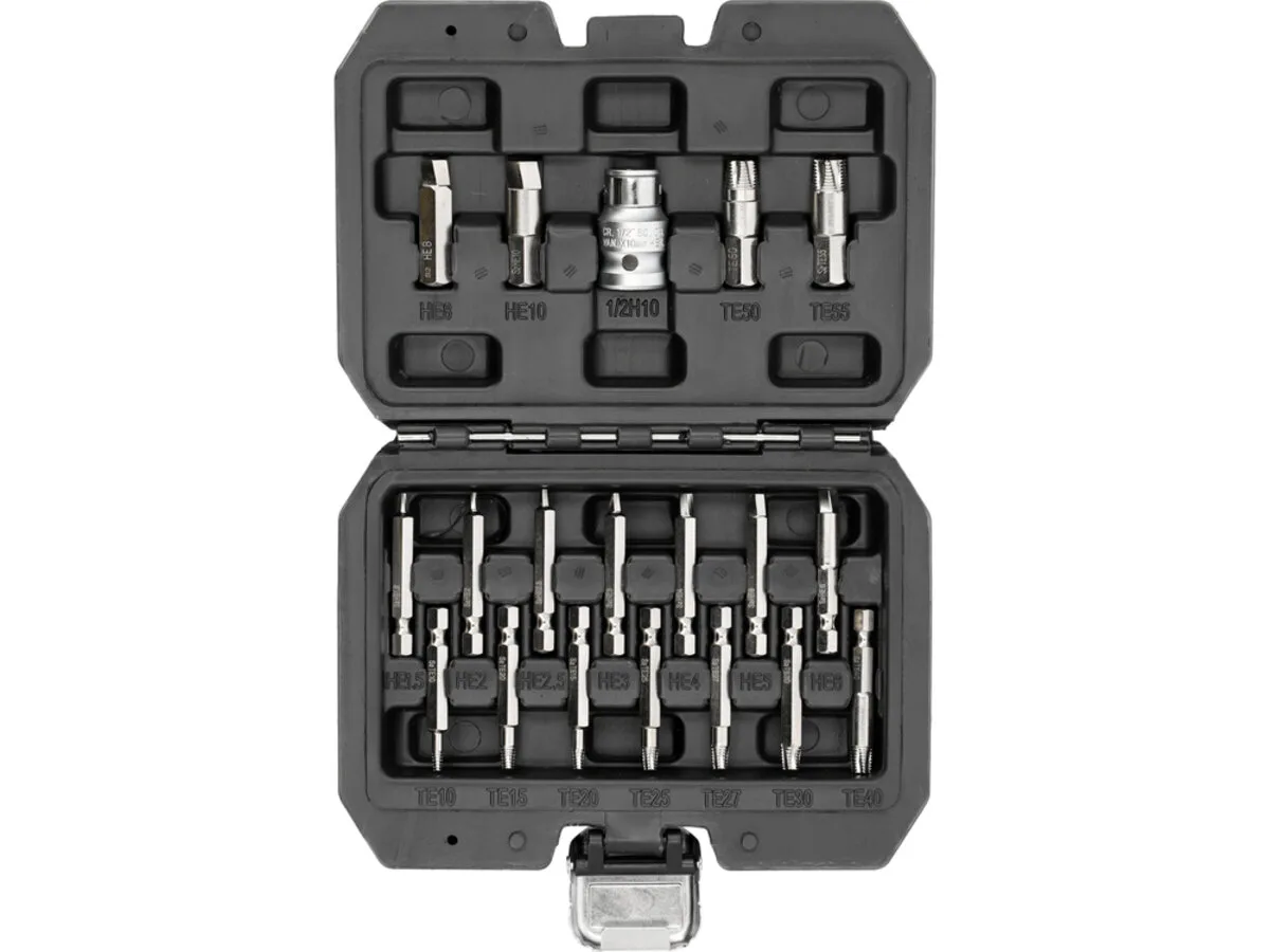 Набір біт екстракторів для викручування Hex і Torx з шпинделем 1/4" і 3/8", 19 елем., YATO