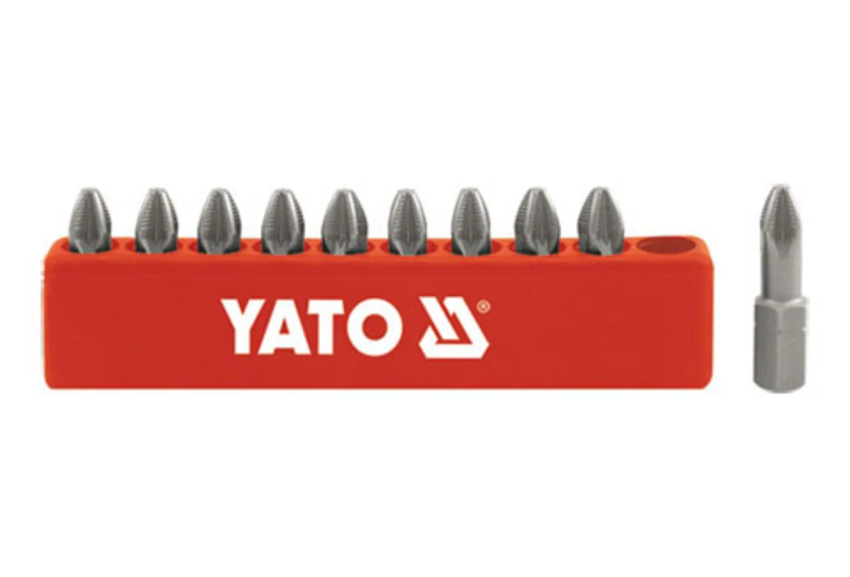 Набір насадок викруткових: "Pozidriv" PZ1×25 мм. HEX 1/4" 10 шт., YATO