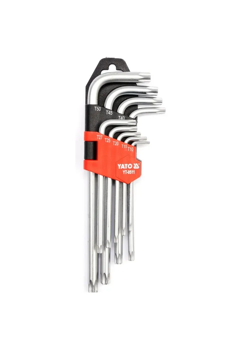 Ключі TORX Г-подібні: Cr-V, Т10-Т50 короткі з отвором, 9 шт., YATO