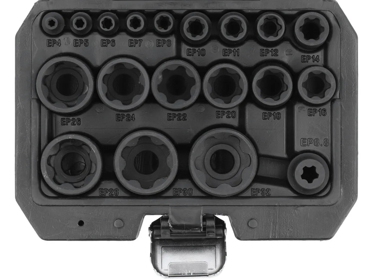 Набір головок торцевих TORX Plus EP4-EP32, квадрати: 1/4", 3/8", 1/2", 19 шт., YATO