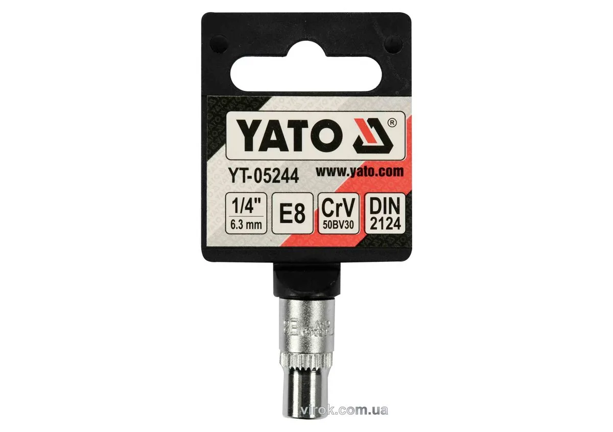 Головка торцева: TORX E8, квадрат 1/2", CrV, DIN 2124, YATO