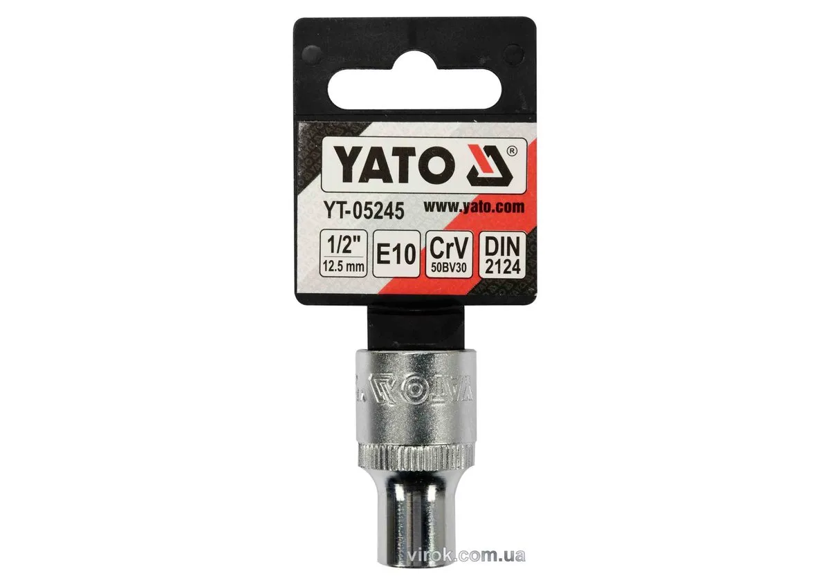 Головка торцева: TORX E10, квадрат 1/2", CrV, DIN 2124, YATO