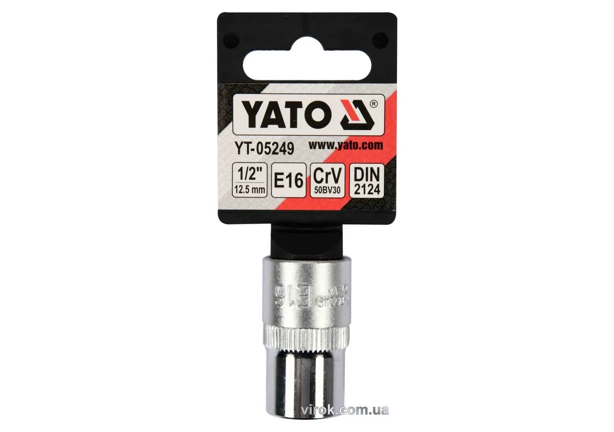 Головка торцева: TORX E16, квадрат 1/2", CrV, DIN 2124, YATO