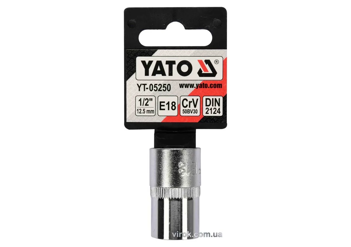 Головка торцева: TORX E18, квадрат 1/2", CrV, DIN 2124, YATO
