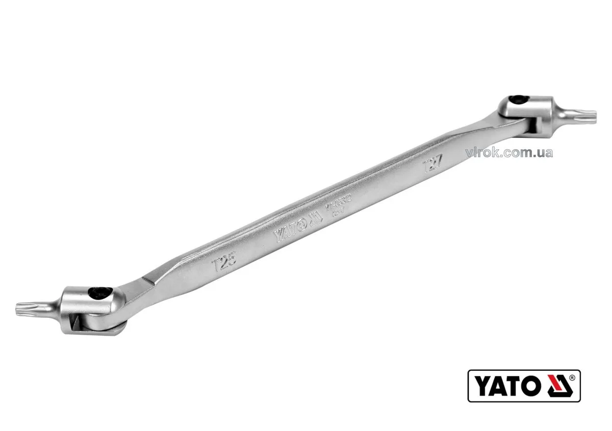 Ключ TORX 2-сторонній на шарнірах: Т25 х Т27, L= 216 мм, Cr-V, YATO