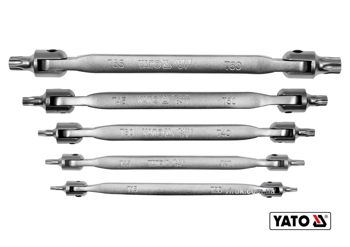 Набір ключів TORX 2-сторонніх на шарнірах: Т15- Т60, Cr-V, 5 шт, YATO