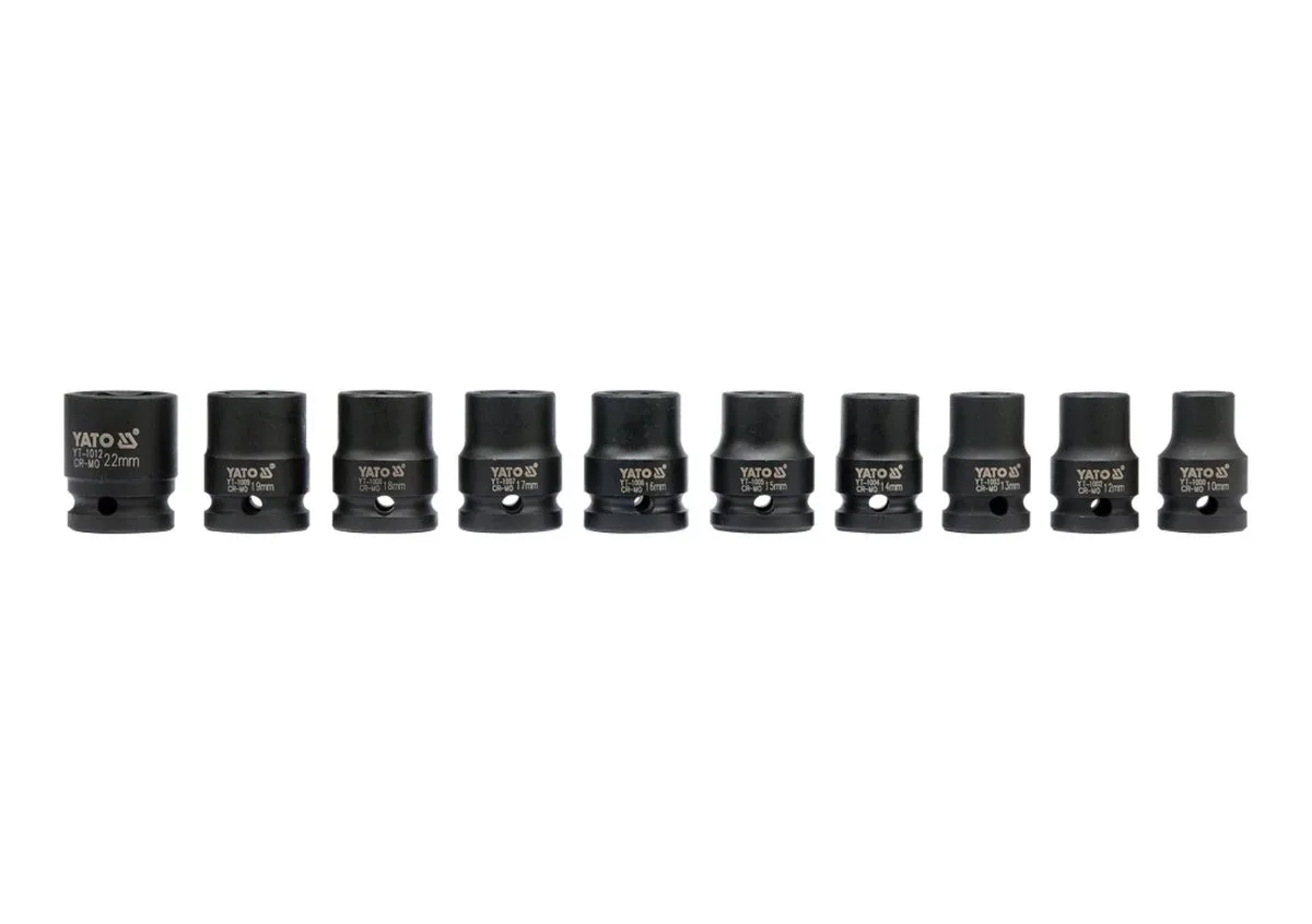 Набір головок торцевих ударних: квадрат 1/2", M10-M22 мм. 10 Од., YATO