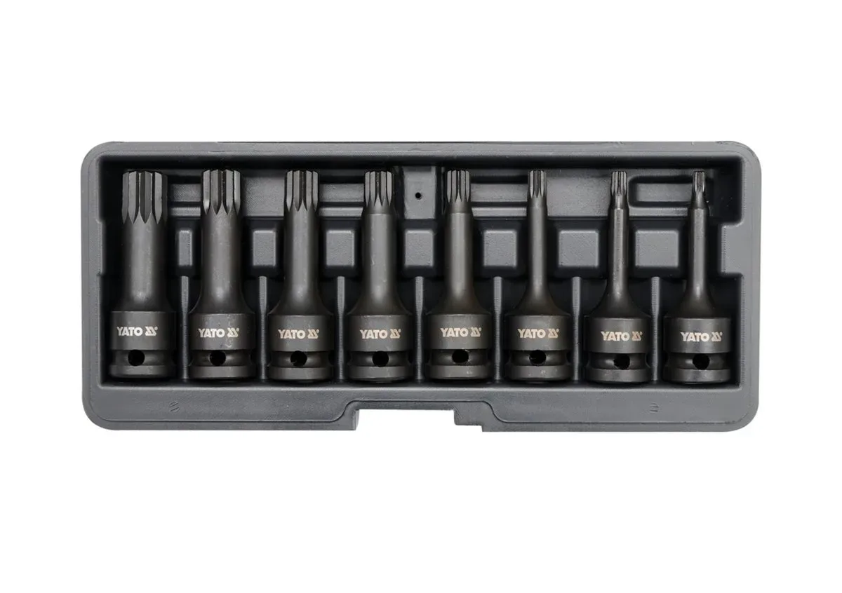 Набір насадок викруткових ударних: SPLINE M5-M18. квадрат 1/2". 8 шт., YATO
