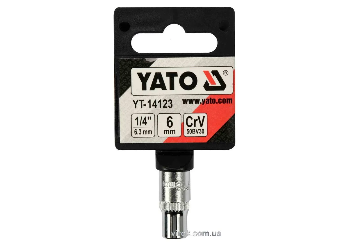 Головка торцева 6-гранна: квадрат 1/4", М6, CrV, YATO