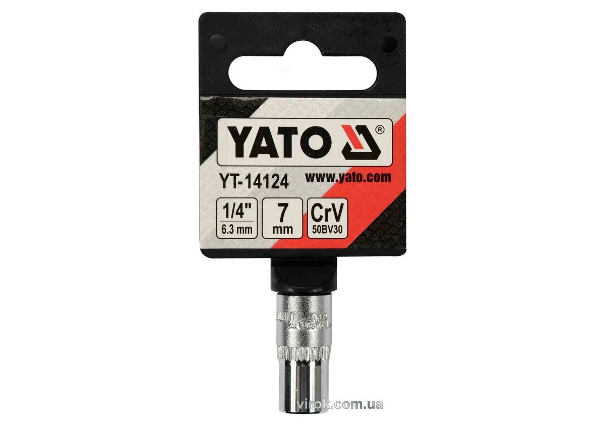 Головка торцева 6-гранна: квадрат 1/4", М7, CrV, YATO