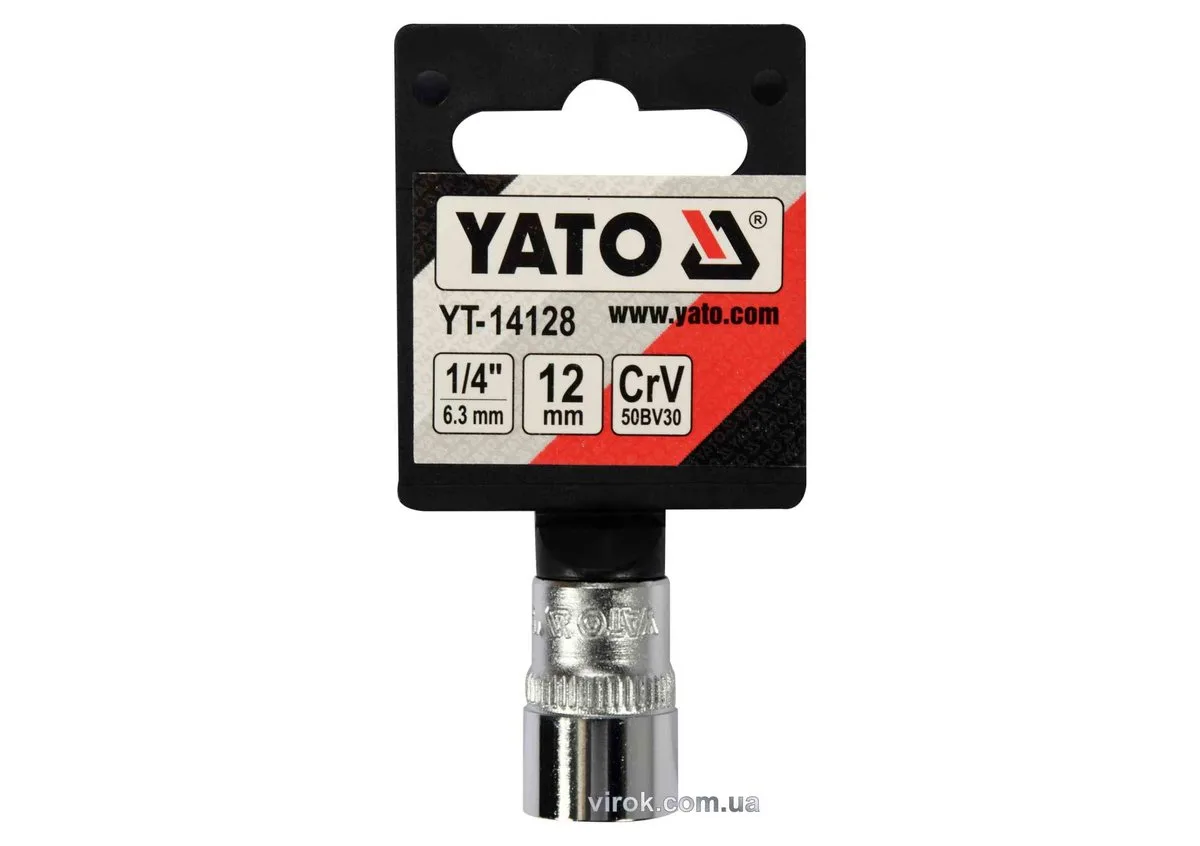 Головка торцева 6-гранна: квадрат 1/4", М12, CrV, YATO