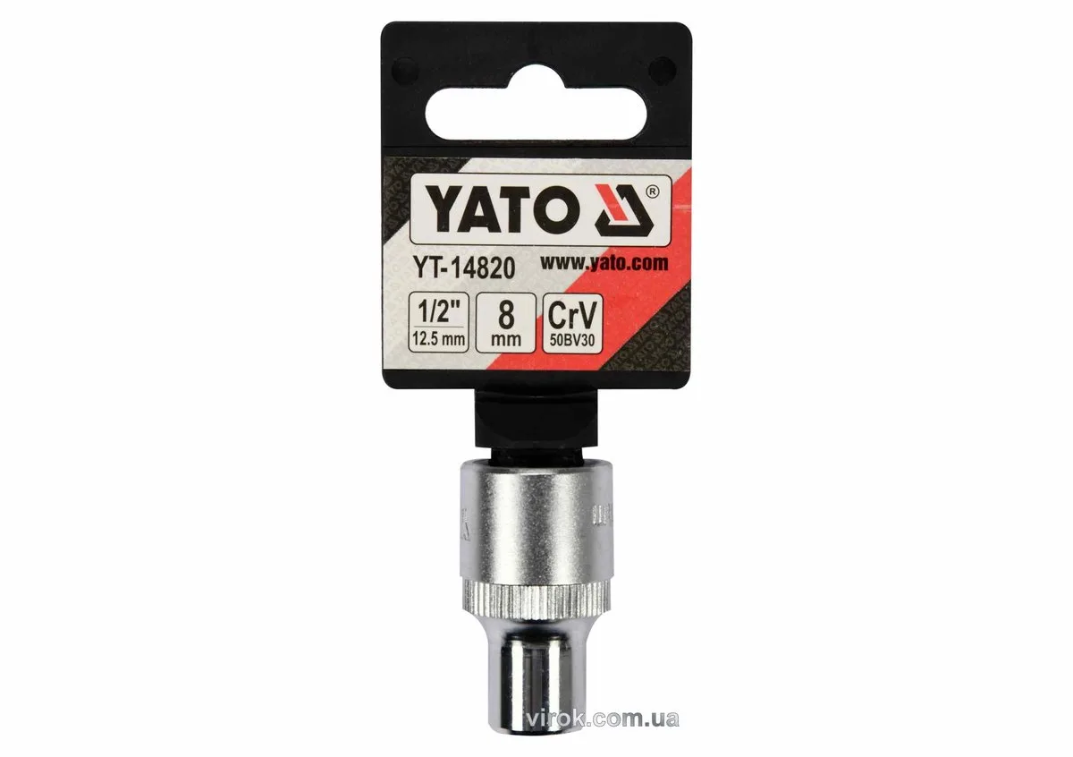 Головка торцева: квадрат 1/2", SPLINE M8 мм, L= 38 мм. CrV, YATO