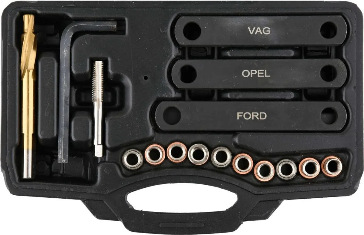 Набір для ремонту різьби гальмівних супортів FORD/OPEL/VAG, М9×1,25; 16 елем., YATO