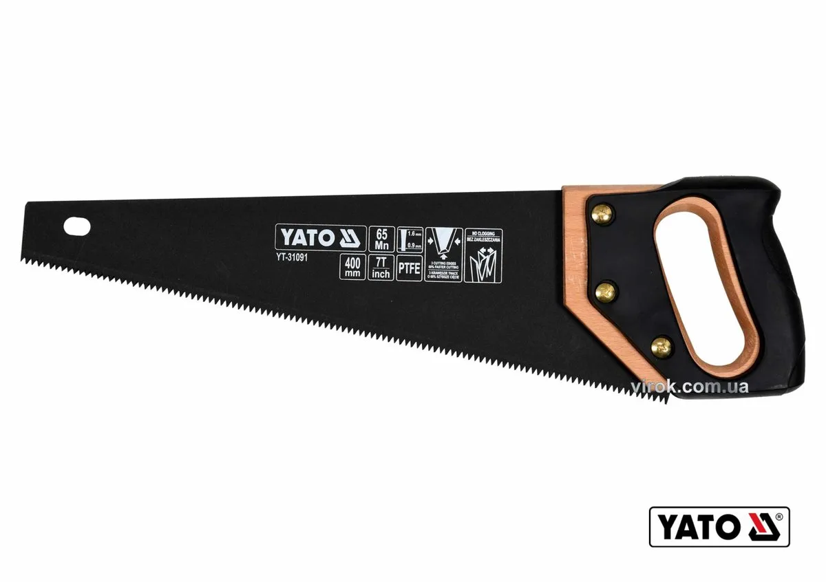 Ножівка по дереву YATO: 7 зубів/1", полотно, покрите PTFE, 1 мм
