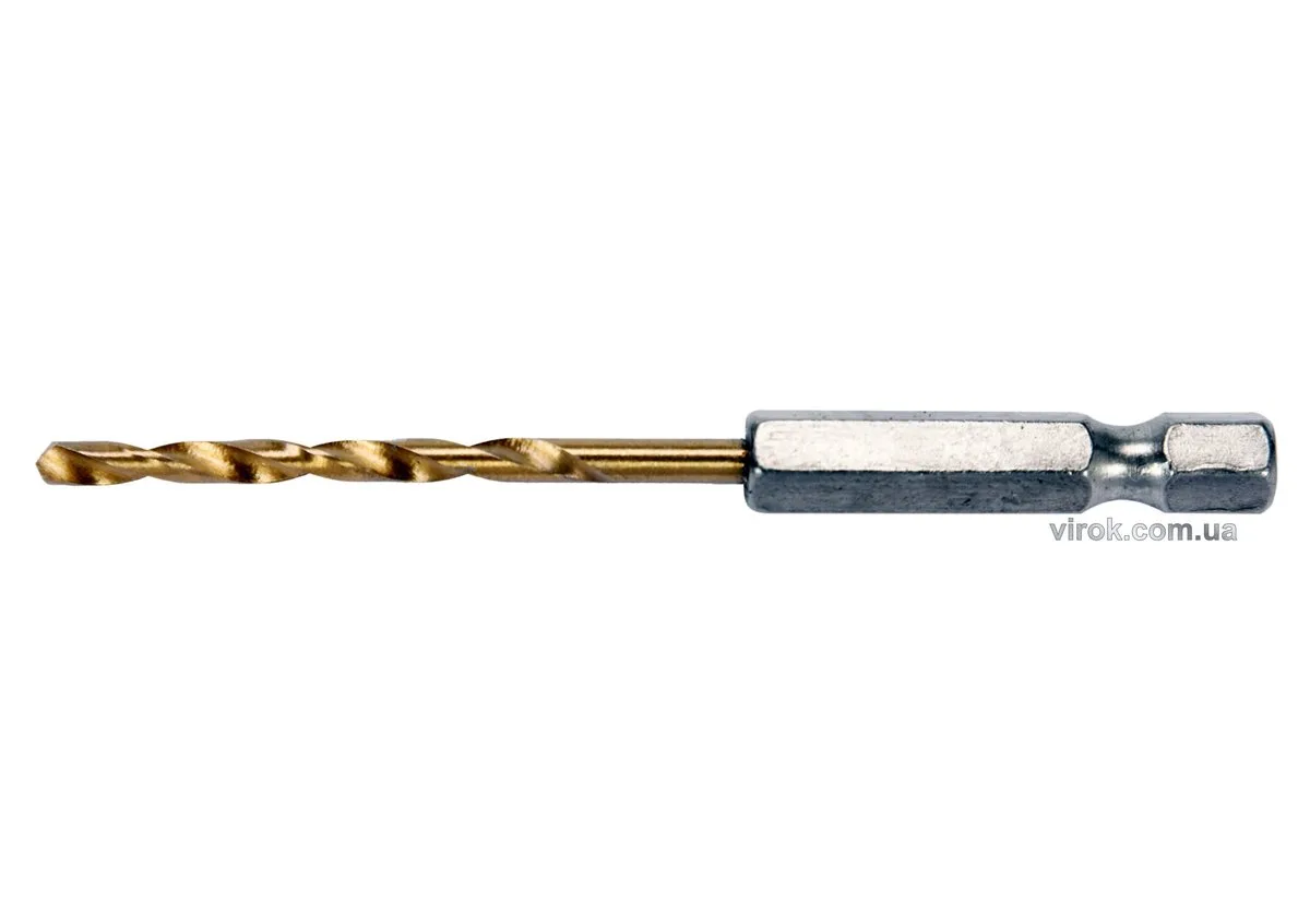 Свердло по металу титанове: HSS-TIN, Ø= 3 мм, l= 81 мм, 6-гран. HEX-1/4", YATO