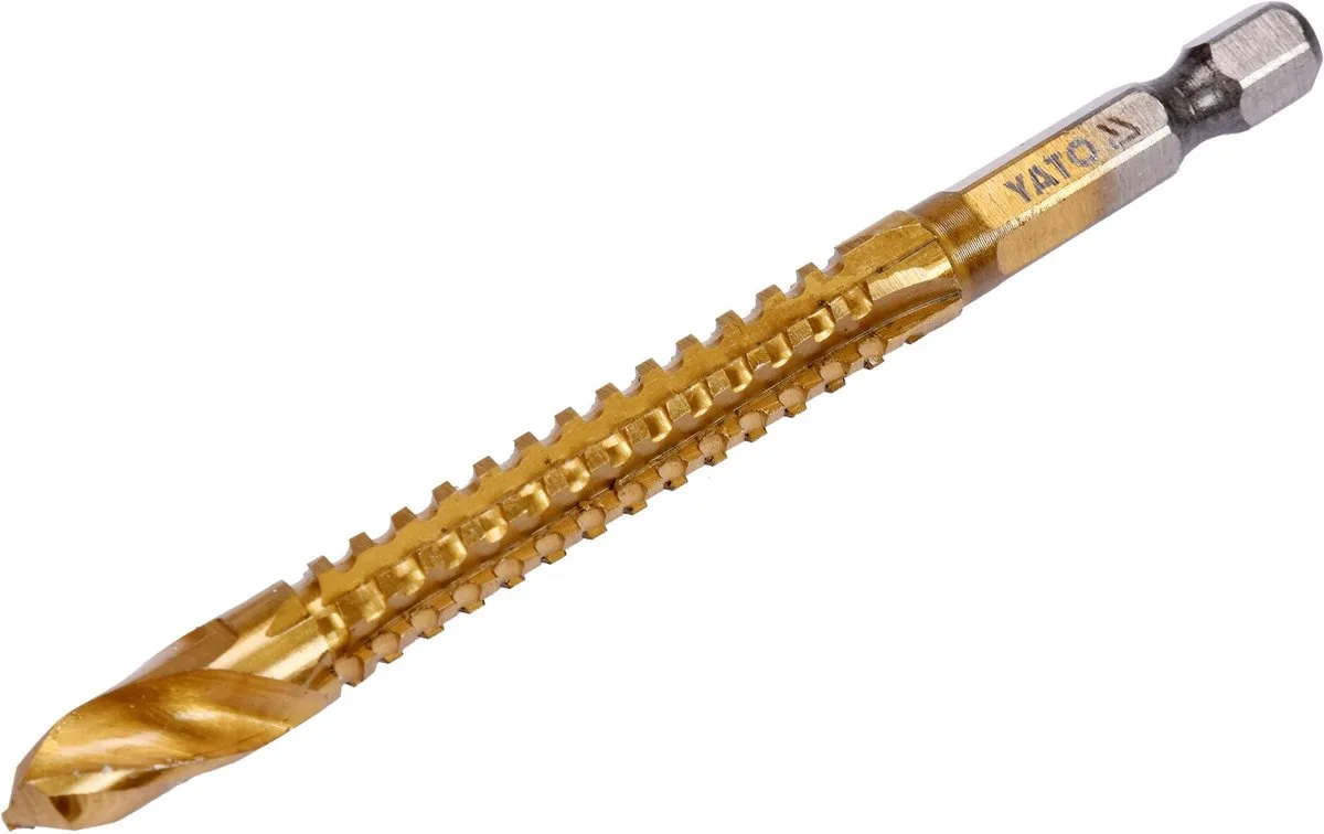 Свердло фрезерувальне по металу: HSS-TIN, Ø= 7 мм, l= 92 мм, HEX - 1/4", YATO