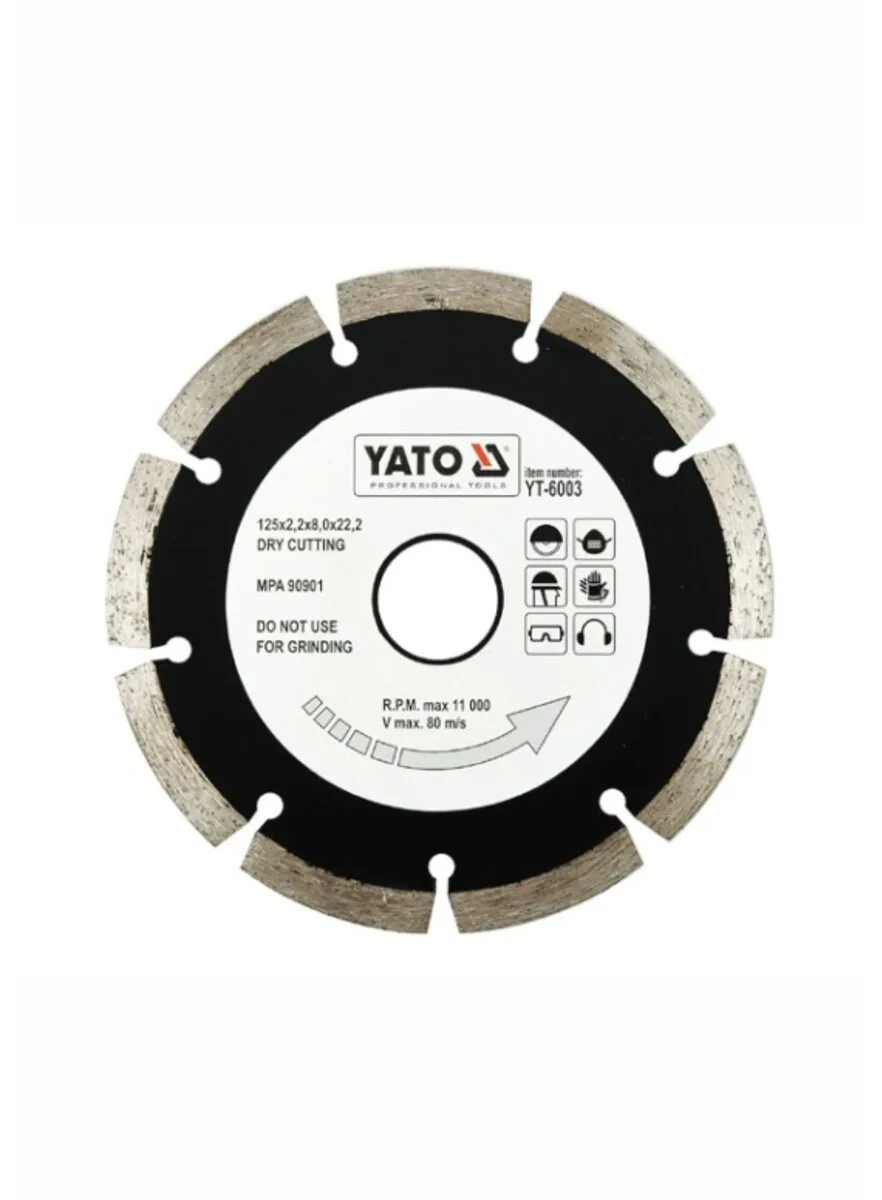 Диск алмазний сегмент: "SEGMENT" Ø= 125×8.0×22,2 мм. H= 2,2 мм, YATO
