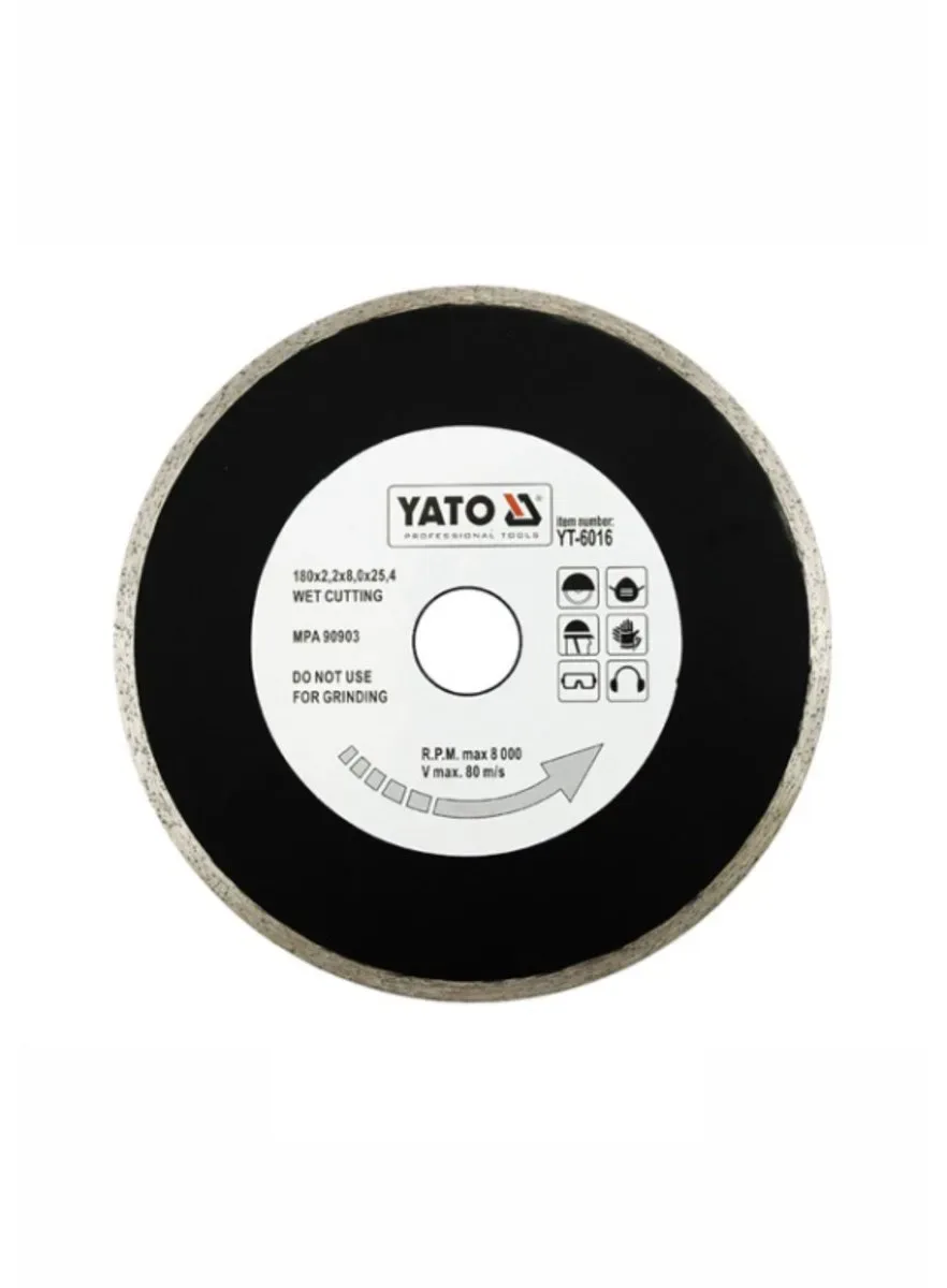Диск алмазний суцільний: Ø= 180×8,0×25,4 мм. H= 2,2 мм до (79260), YATO