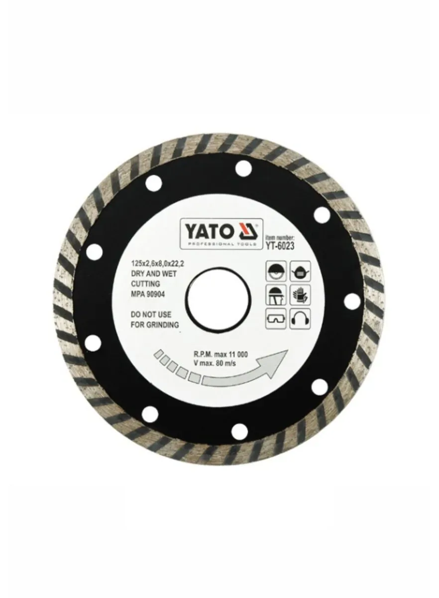 Диск алмазний турбо: "TURBO" Ø= 125×8,0×22,2 мм. H= 2,6 мм, YATO