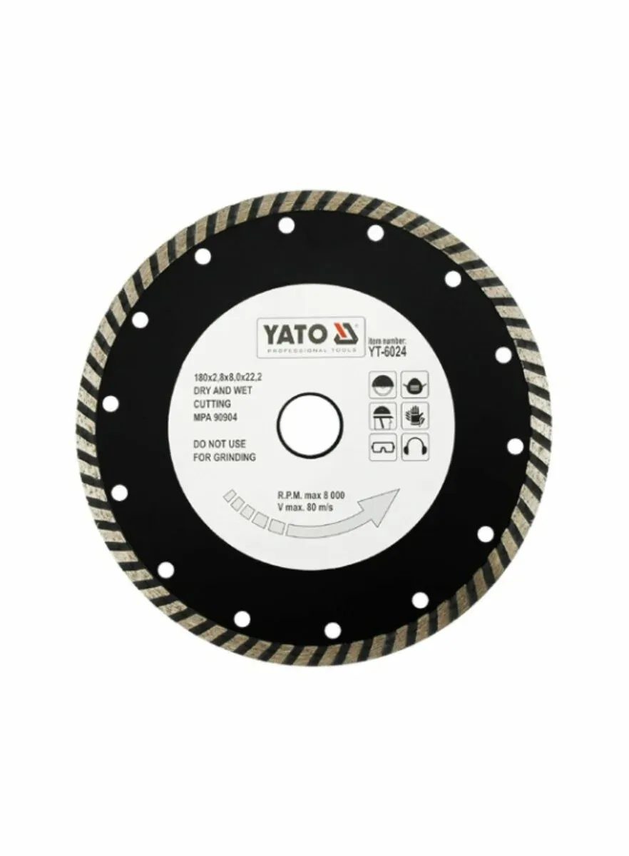 Диск алмазний турбо: "TURBO" Ø= 180×8,0×22,2 мм. H= 2,8 мм, YATO