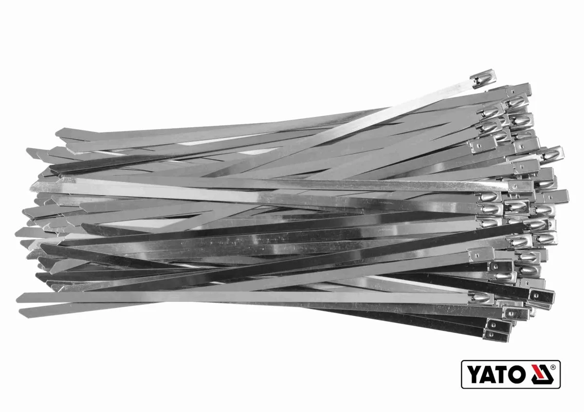 Хомут затискний: смужка- 4.6×200 мм з нержавіючої сталі, пак. 100 шт, YATO