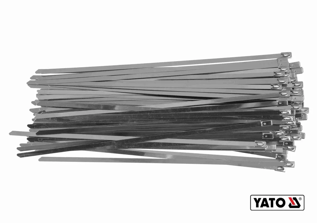 Хомут затискний: смужка- 4.6×250 мм з нержавіючої сталі, пак. 100 шт, YATO